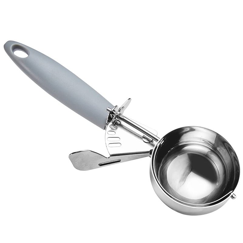 JUNADAEL J Portion Scooper 4 OZ Scooper 8 Disher Scooper 8 ملاعق كبيرة مغرفة كب كيك مقبض رمادي للتحكم في جزء كوكي العجين كب كيك الخليط الآيس كريم - Image 1